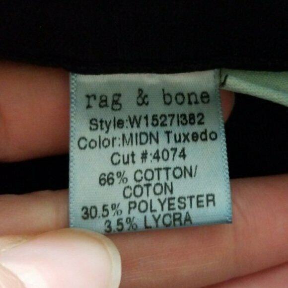 Rag & Bone Zipper Capri Jeans in Midnight Tuxedo Black Women's 24 - Picture 6 of 7